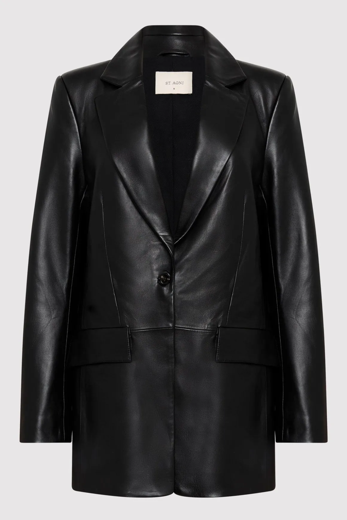 St. Agni Leather Blazer - Black