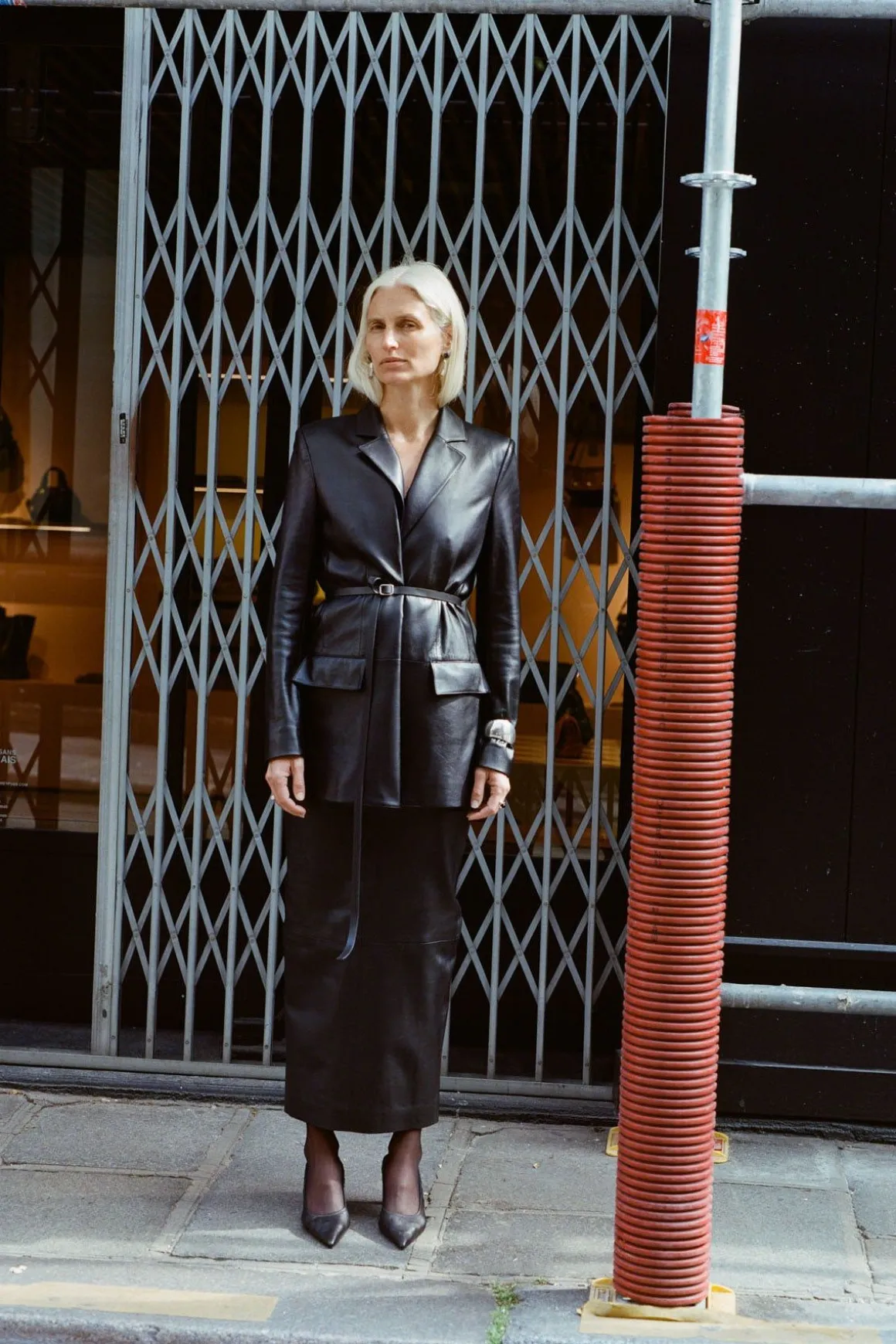 St. Agni Leather Column Skirt - Black