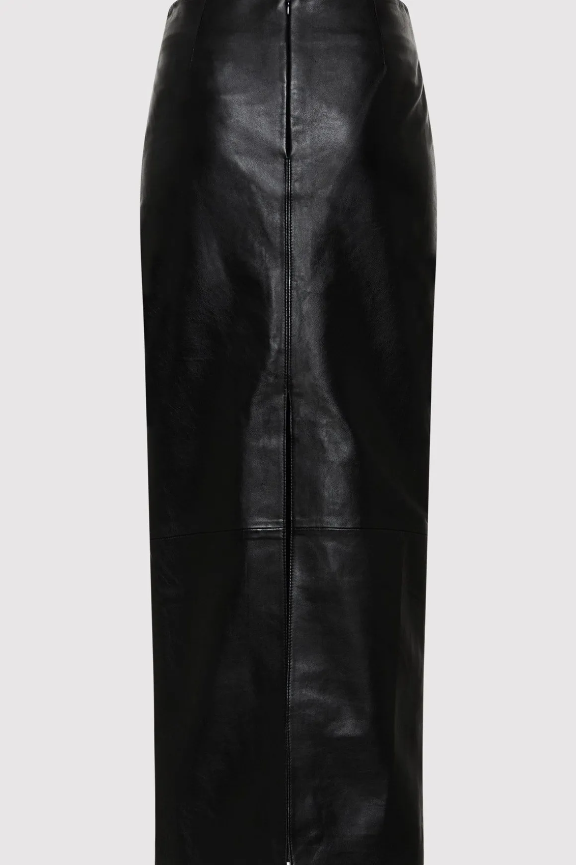 St. Agni Leather Column Skirt - Black