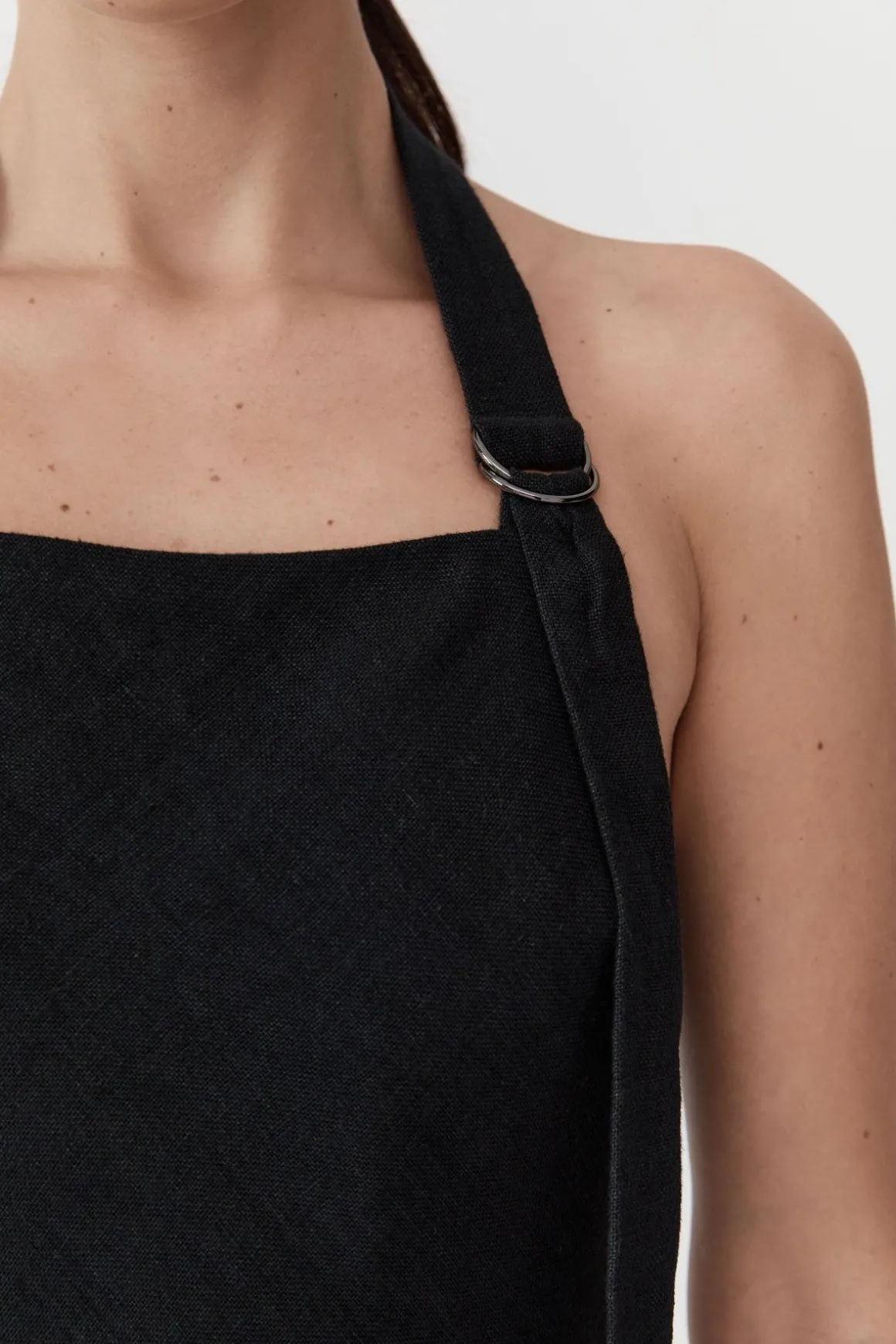 St. Agni Linen Bias Maxi Dress - Black