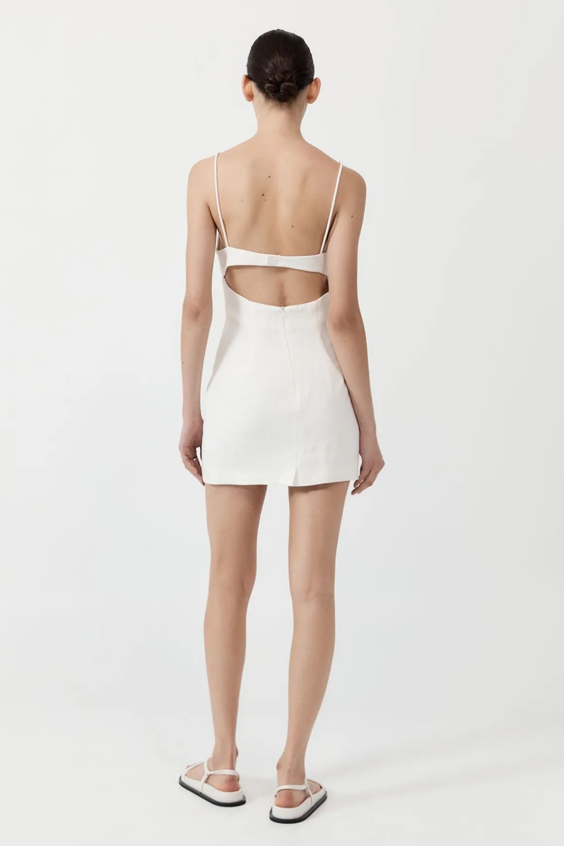 St. Agni Linen Bra Mini Dress - Ivory