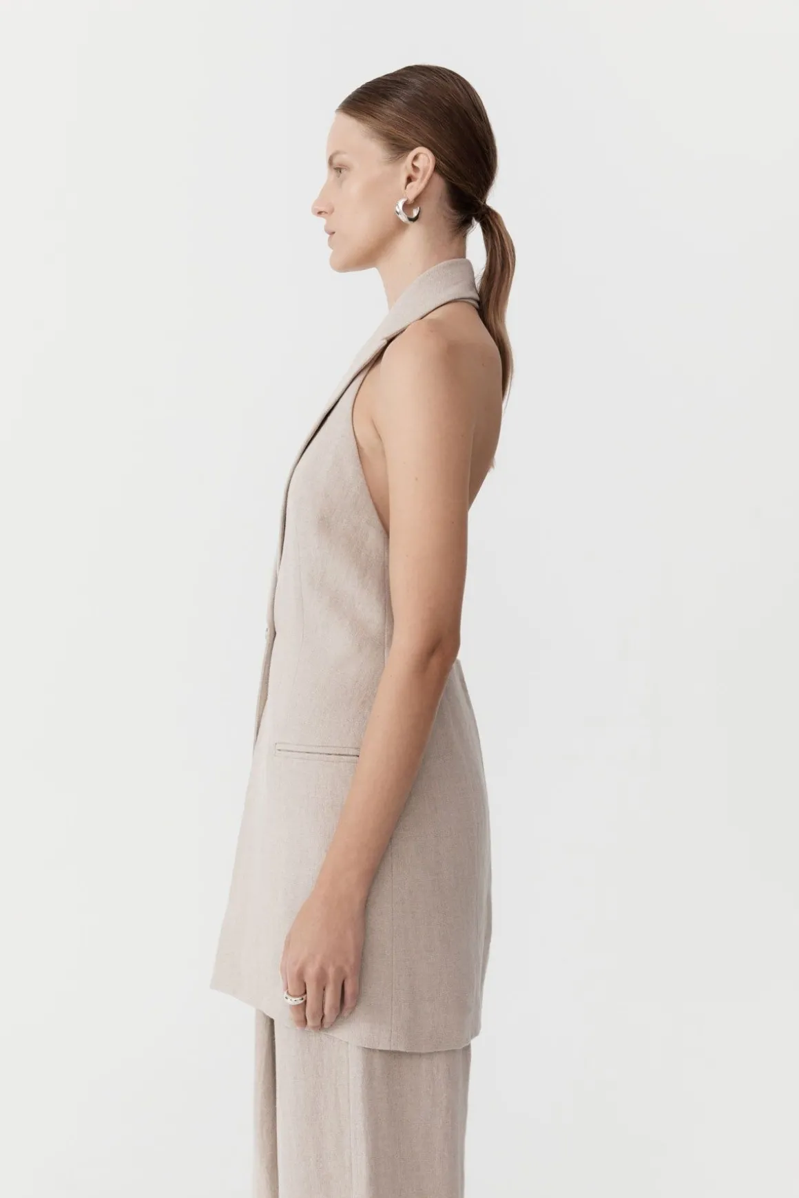 St. Agni Linen Helm Vest - Natural