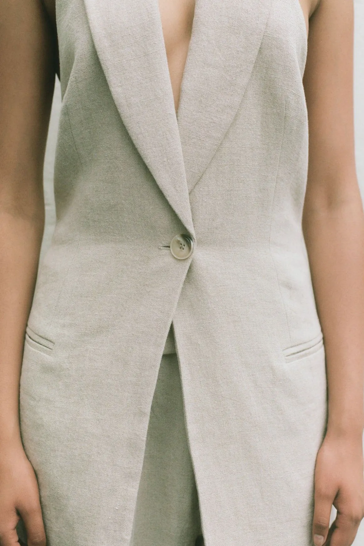 St. Agni Linen Helm Vest - Natural