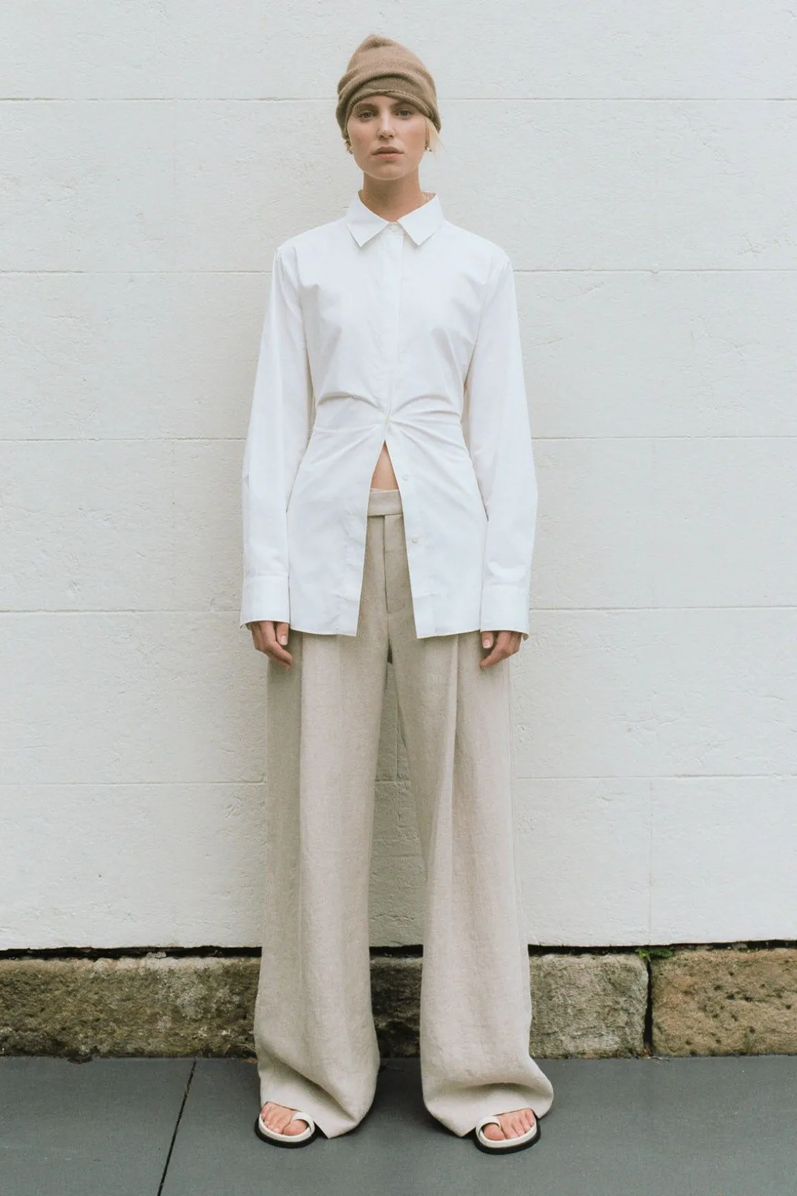 St. Agni Linen Overlap Waist Trousers - Natural