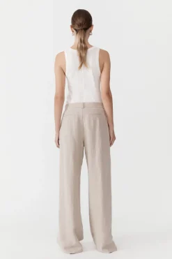 St. Agni Linen Overlap Waist Trousers - Natural