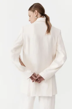 St. Agni Linen Split Sleeve Blazer - Ivory