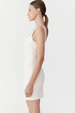 St. Agni Linen Square Neck Mini Dress - Ivory