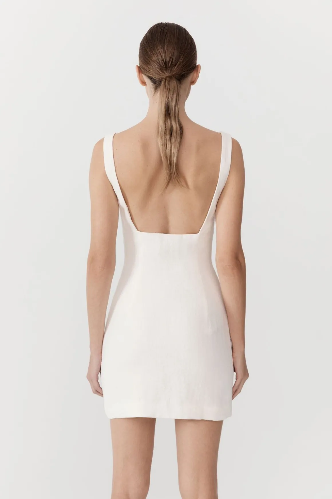 St. Agni Linen Square Neck Mini Dress - Ivory