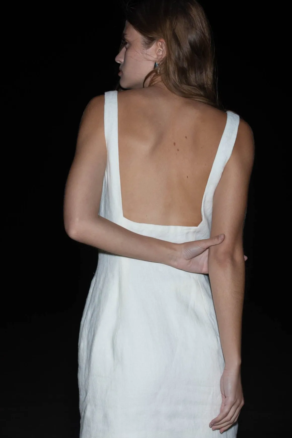 St. Agni Linen Square Neck Mini Dress - Ivory