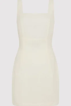St. Agni Linen Square Neck Mini Dress - Ivory