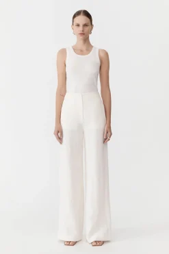 St. Agni Linen Wide Leg Pants - Ivory