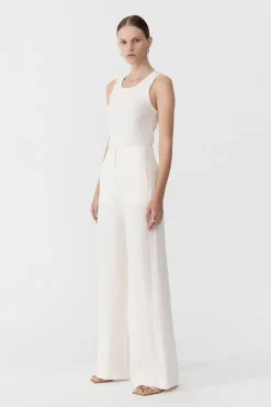 St. Agni Linen Wide Leg Pants - Ivory