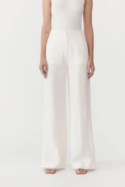 St. Agni Linen Wide Leg Pants - Ivory