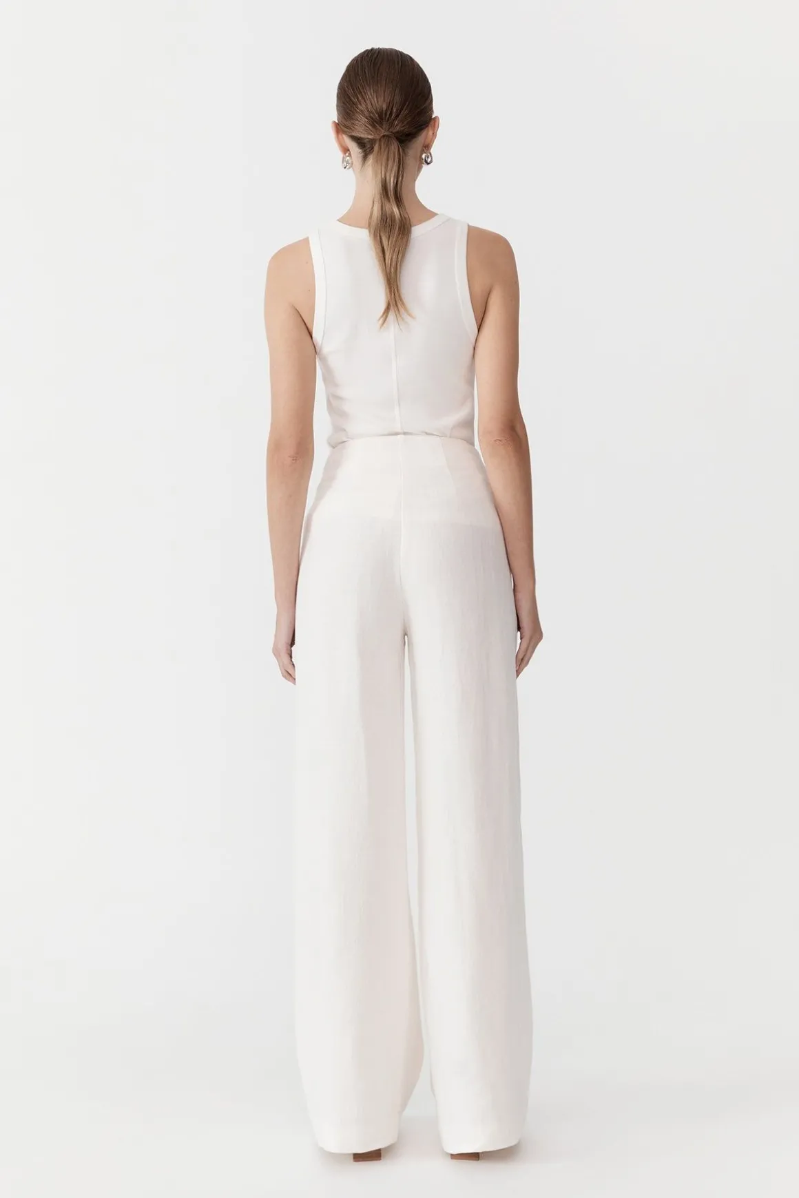 St. Agni Linen Wide Leg Pants - Ivory