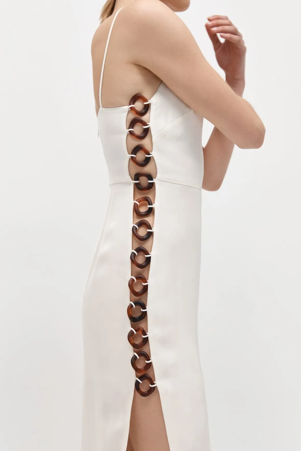 St. Agni Link Detail Dress - Cool White