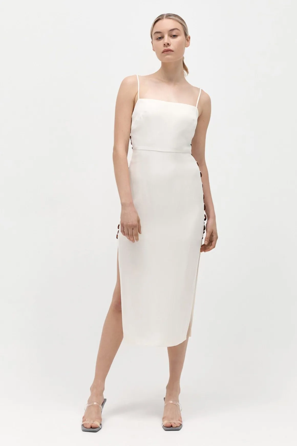 St. Agni Link Detail Dress - Cool White
