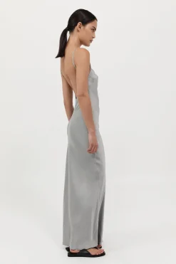 St. Agni Low Back Slip Dress - Silver