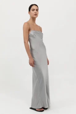 St. Agni Low Back Slip Dress - Silver