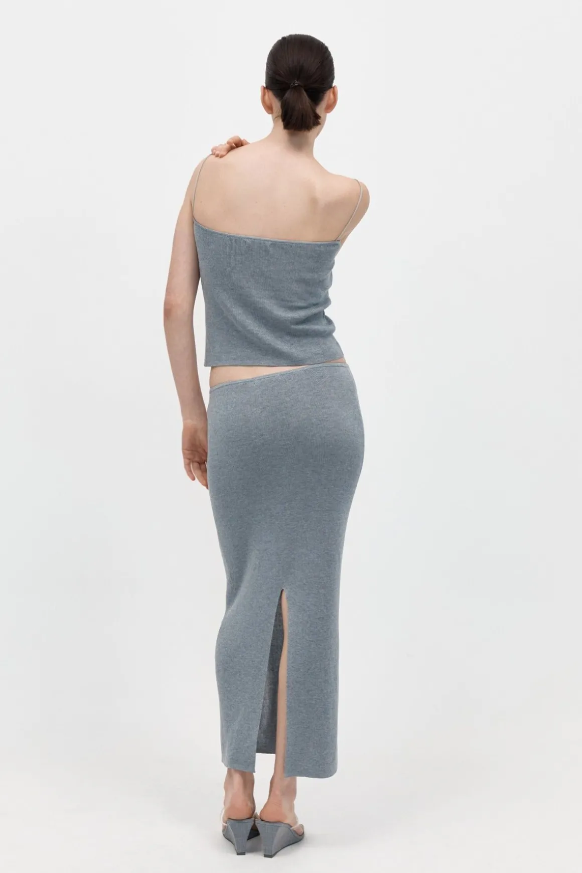 St. Agni Low Waist Knit Skirt - Grey Marle