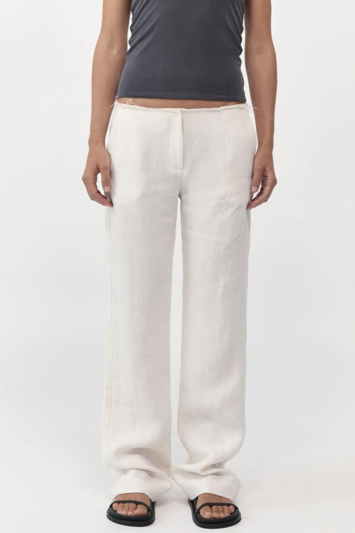 St. Agni Low Waist Raw Edge Pants - Ivory