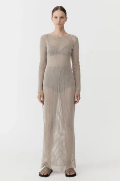 St. Agni Mesh Long Sleeve Dress - Aloe