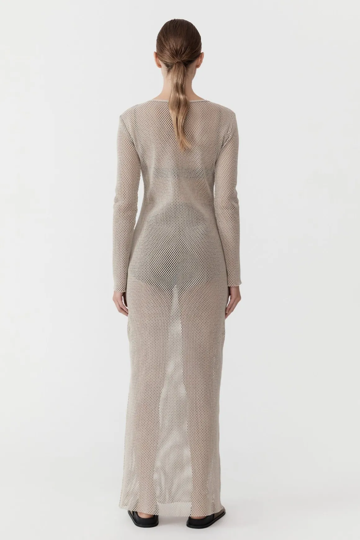 St. Agni Mesh Long Sleeve Dress - Aloe