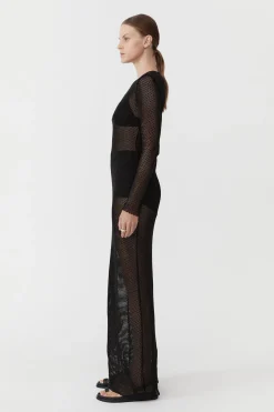 St. Agni Mesh Long Sleeve Dress - Black