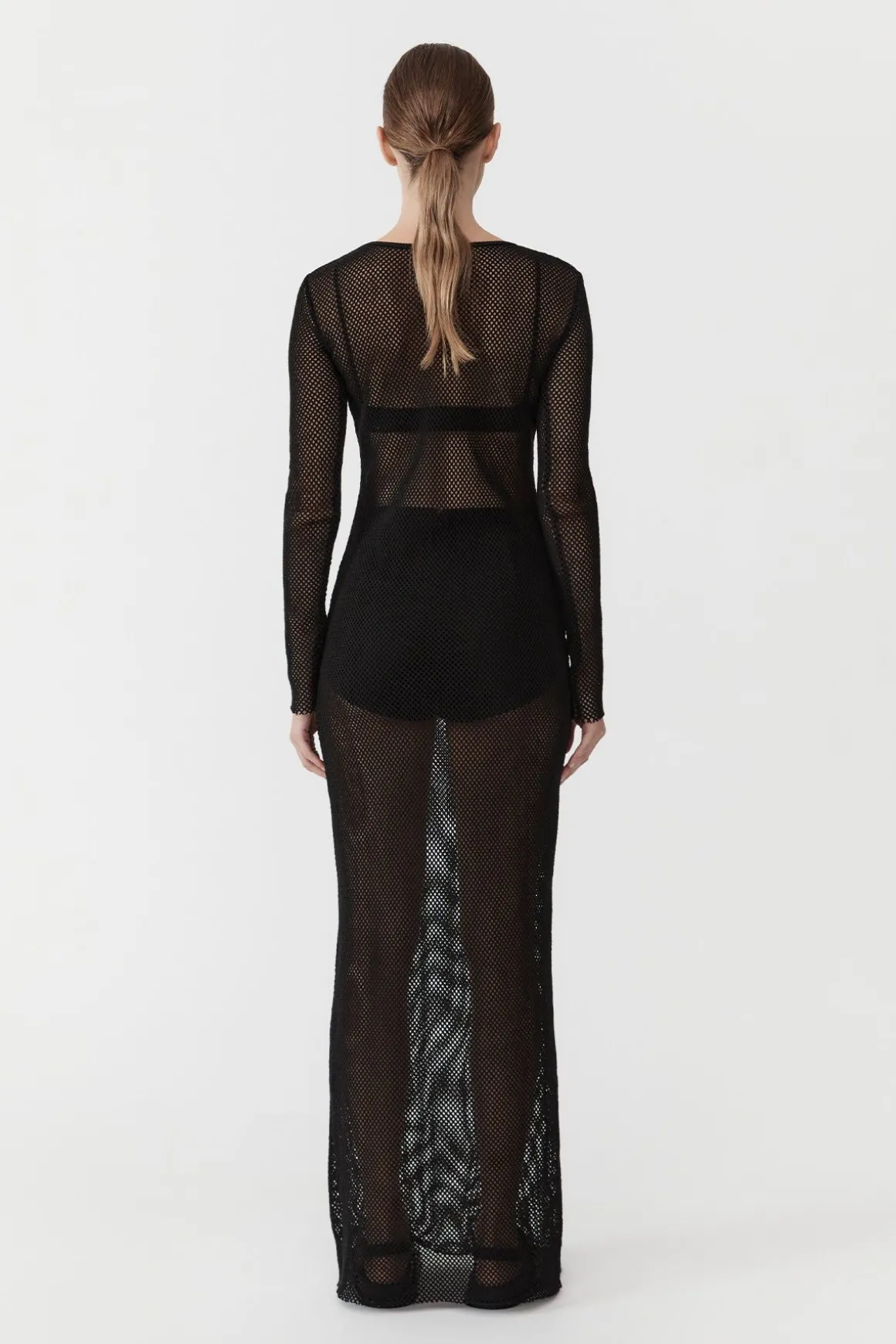 St. Agni Mesh Long Sleeve Dress - Black