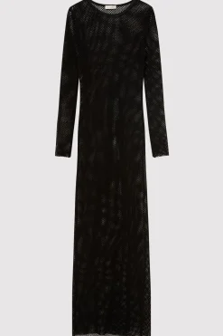 St. Agni Mesh Long Sleeve Dress - Black