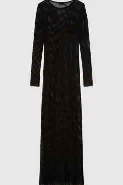St. Agni Mesh Long Sleeve Dress - Black