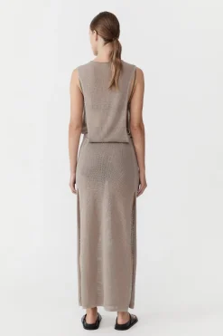St. Agni Mesh Tuck Back Maxi Dress - Fog