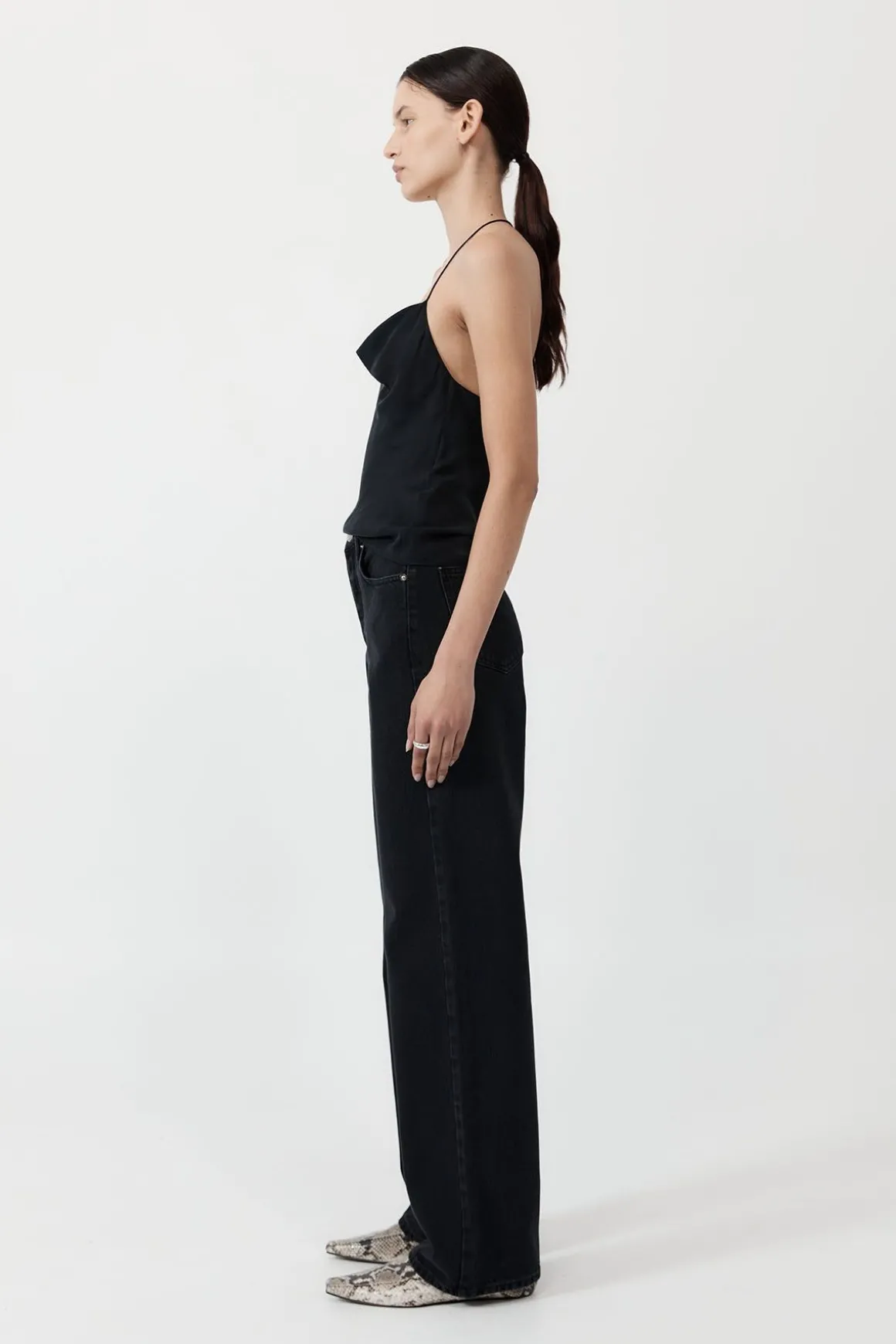 St. Agni Mid Rise Wide Leg - Washed Black