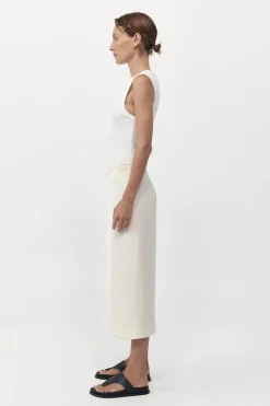 St. Agni Midi Wrap Skirt - Cool White