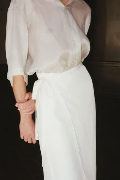 St. Agni Midi Wrap Skirt - Cool White