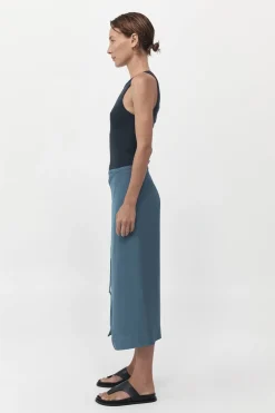 St. Agni Midi Wrap Skirt - Slate