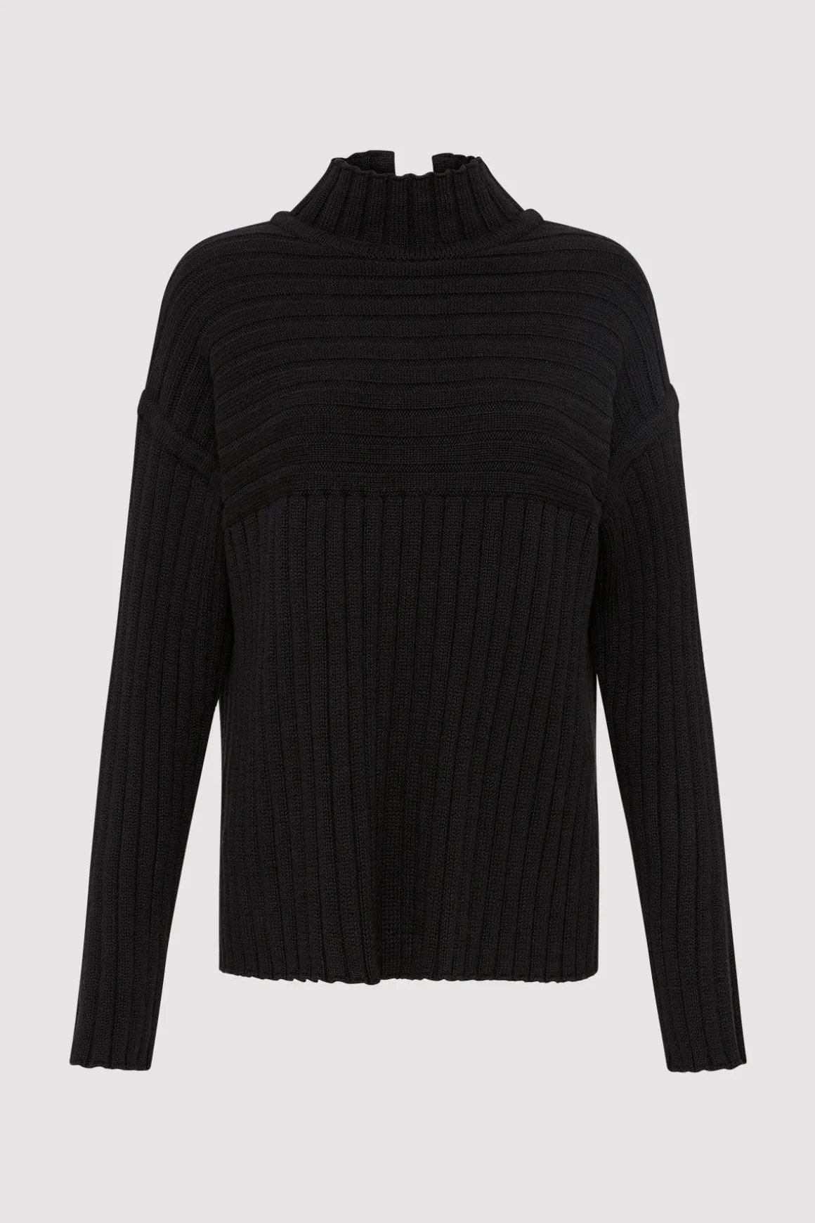 St. Agni Mock Neck Rib Knit Jumper - Black