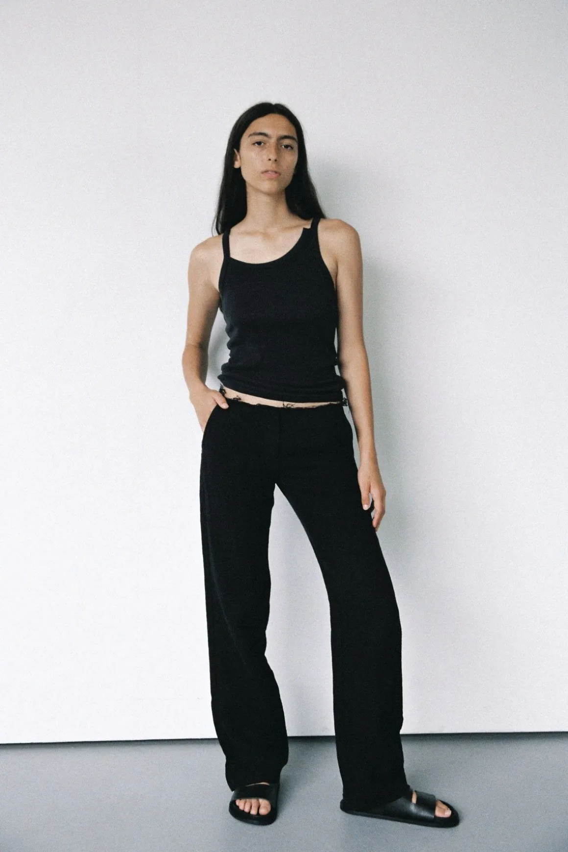 St. Agni Organic Cotton Abstract Singlet - Black