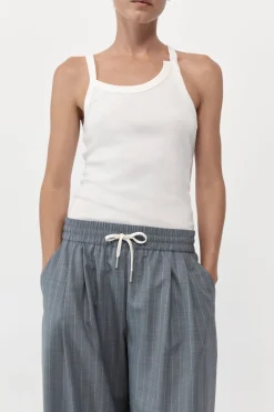 St. Agni Organic Cotton Abstract Singlet - White