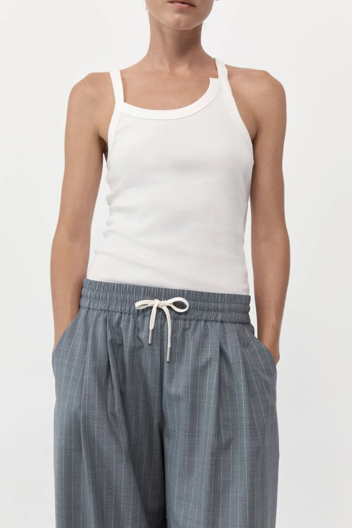 St. Agni Organic Cotton Abstract Singlet - White