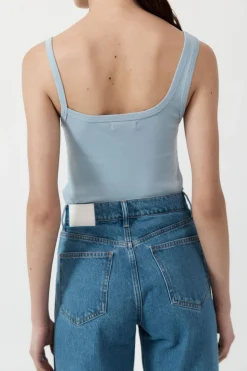 St. Agni Organic Cotton Asymm Tank - Stone Blue
