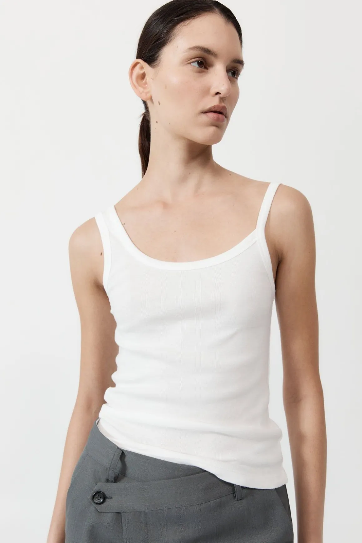 St. Agni Organic Cotton Asymm Tank - White