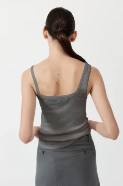 St. Agni Organic Cotton Asymm Tank - Pewter Grey