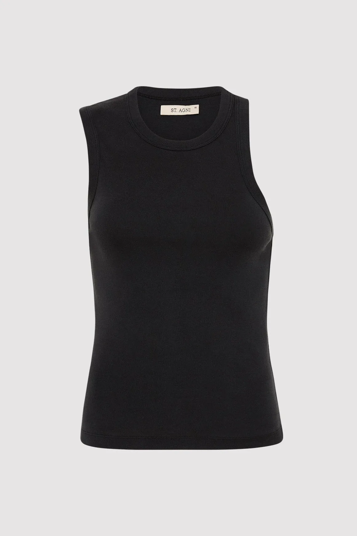 St. Agni Organic Cotton Asymmetric Tank - Black