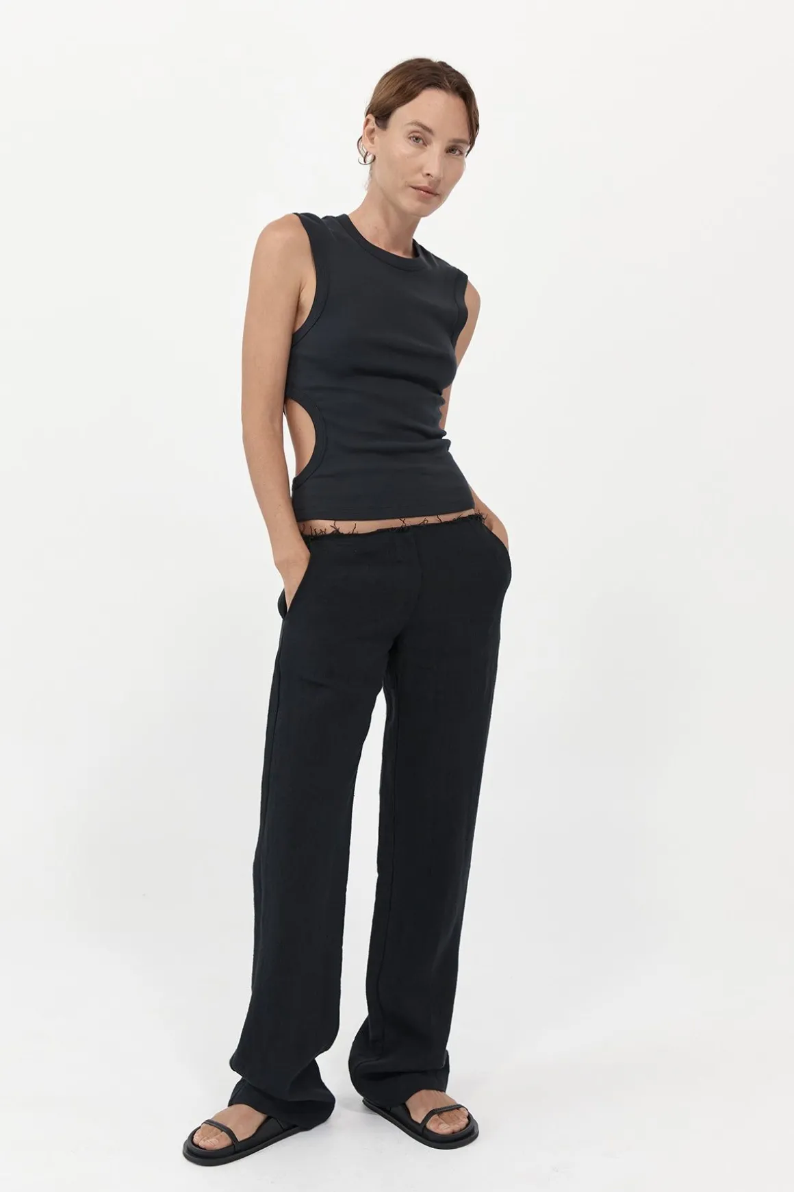 St. Agni Organic Cotton Cut Out Tank - Black