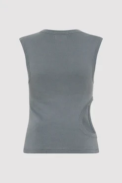 St. Agni Organic Cotton Cut Out Tank - Diesel Grey