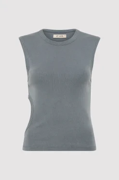 St. Agni Organic Cotton Cut Out Tank - Diesel Grey