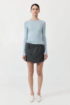 St. Agni Organic Cotton Long Sleeve Top - Stone Blue