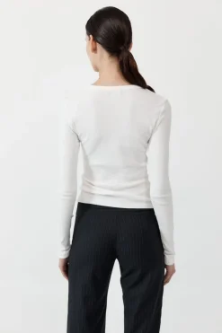 St. Agni Organic Cotton Long Sleeve Top - White
