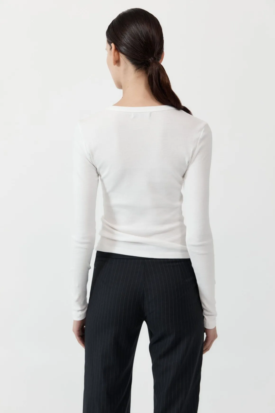 St. Agni Organic Cotton Long Sleeve Top - White