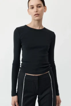 St. Agni Organic Cotton Long Sleeve Top - Black
